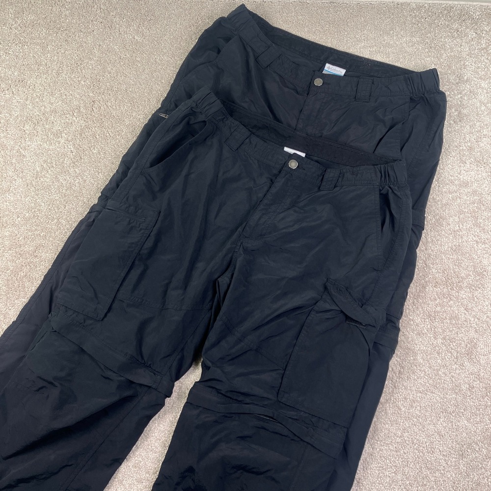 Lot of 2 Columbia Silver Ridge Mens 38x30 Convertible Cargo Pants Black Hiking